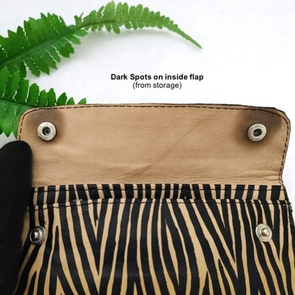 HAND PAINTED Zebra Animal Print Wallet Genuine Leather Tan Brown Black Bills Zip - Picture 10 of 11